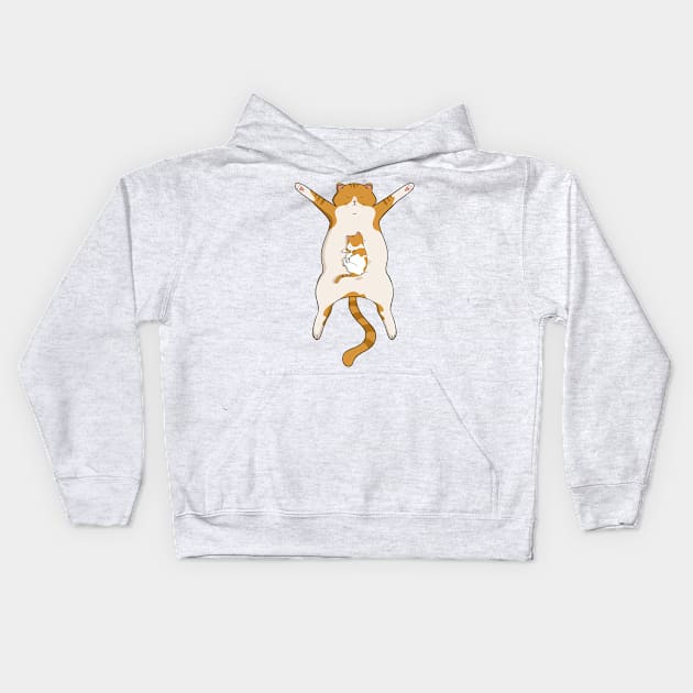 cat sleeping kitten Kids Hoodie by Mako Design 